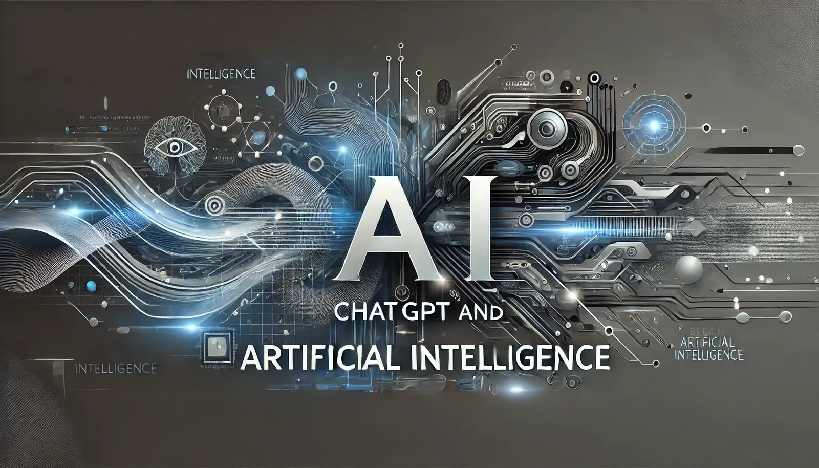 Image Generated by DALL.E, using the prompt:
"Please create an image which is 1600x800 pixels, to go with the caption: 'ChatGPT and Artificial Intelligence'."